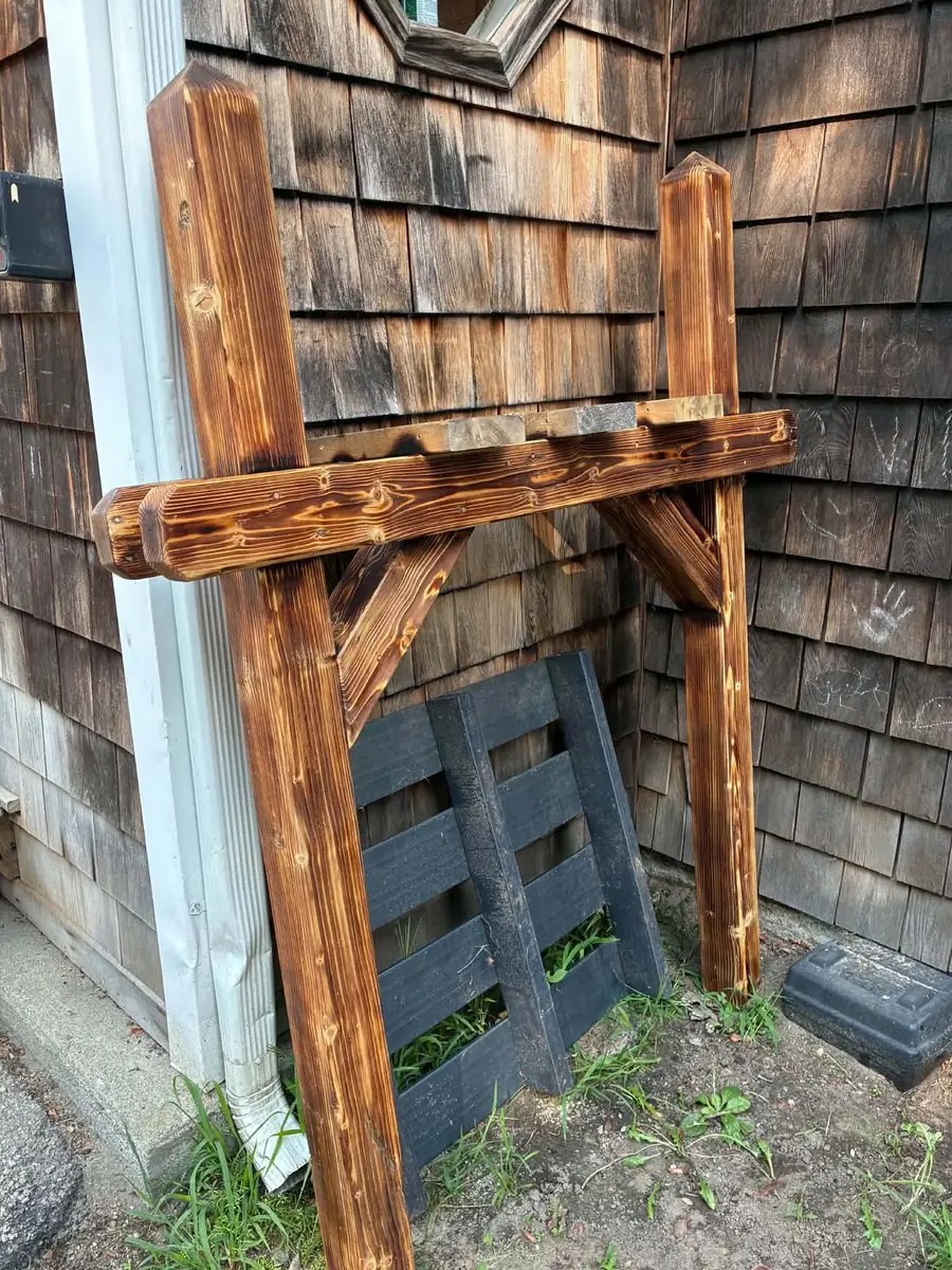 Charred-stain finish on a custom bracket