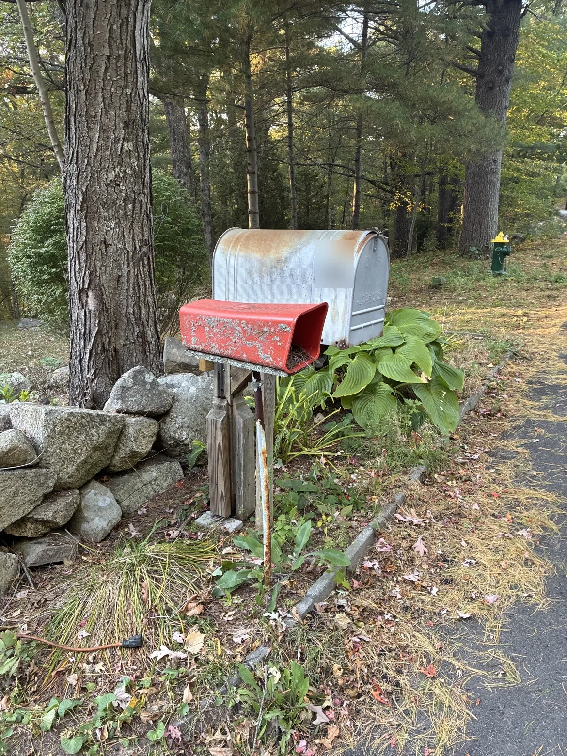 Rotted post and rusted mailbox before replacement, Scituate RI