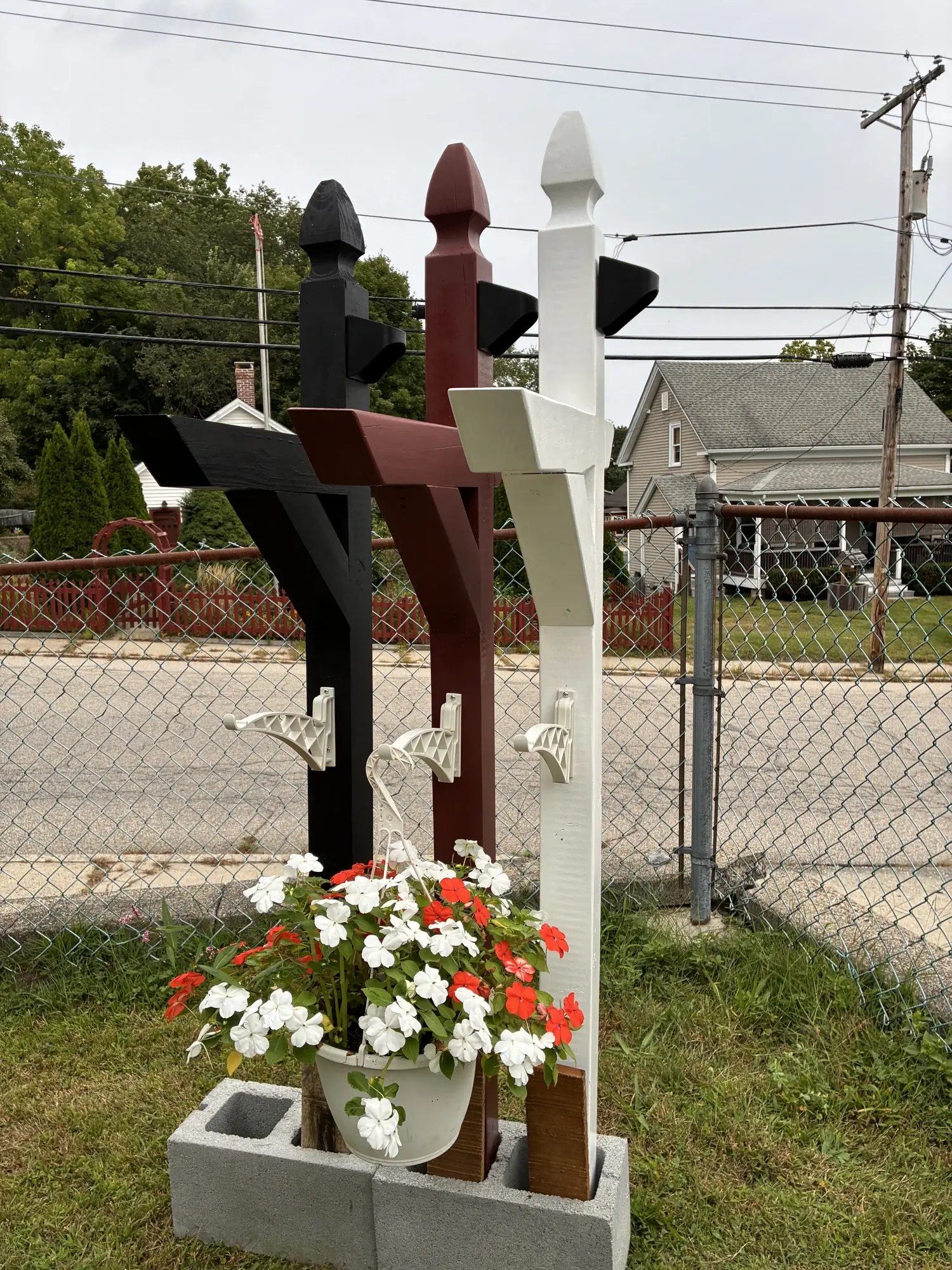 Three finished NE Post & Polish mailbox posts with solar lights